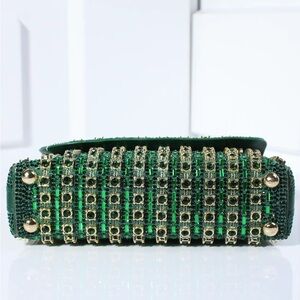 Green and Gold Embellished Women's Bag